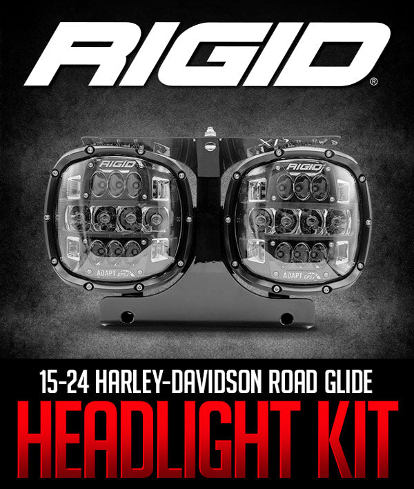 KleenMoto & Rigid Industries Headlight Kit: 2015+ Harley Davidson Road Glide