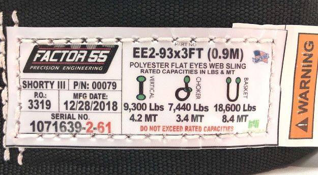 Shorty Strap III 3.0 Foot x 3.0 Inch Factor 55