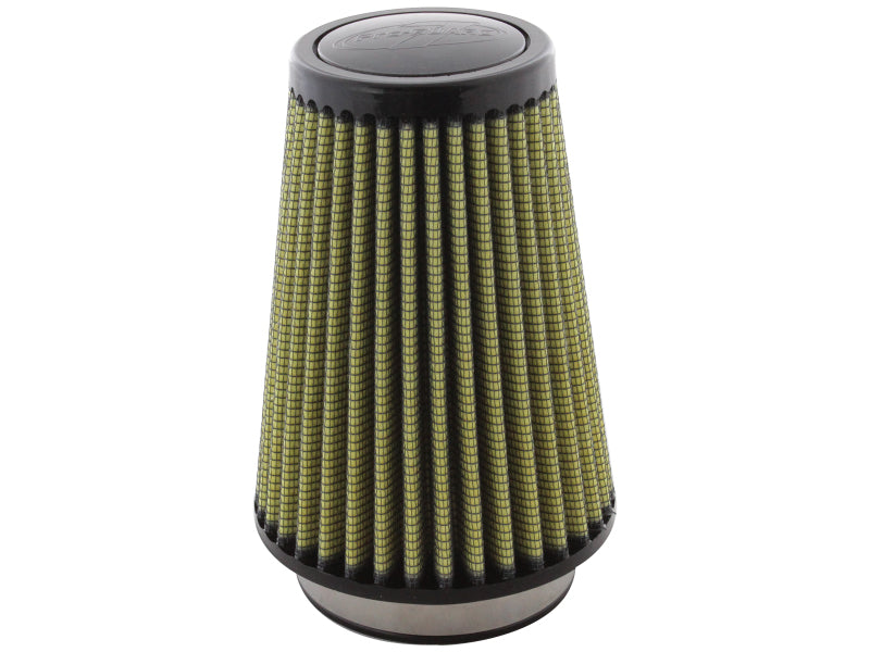 afe Magnum FORCE Intake Replacement Air Filter with a conical design, featuring a green filter media and black base.