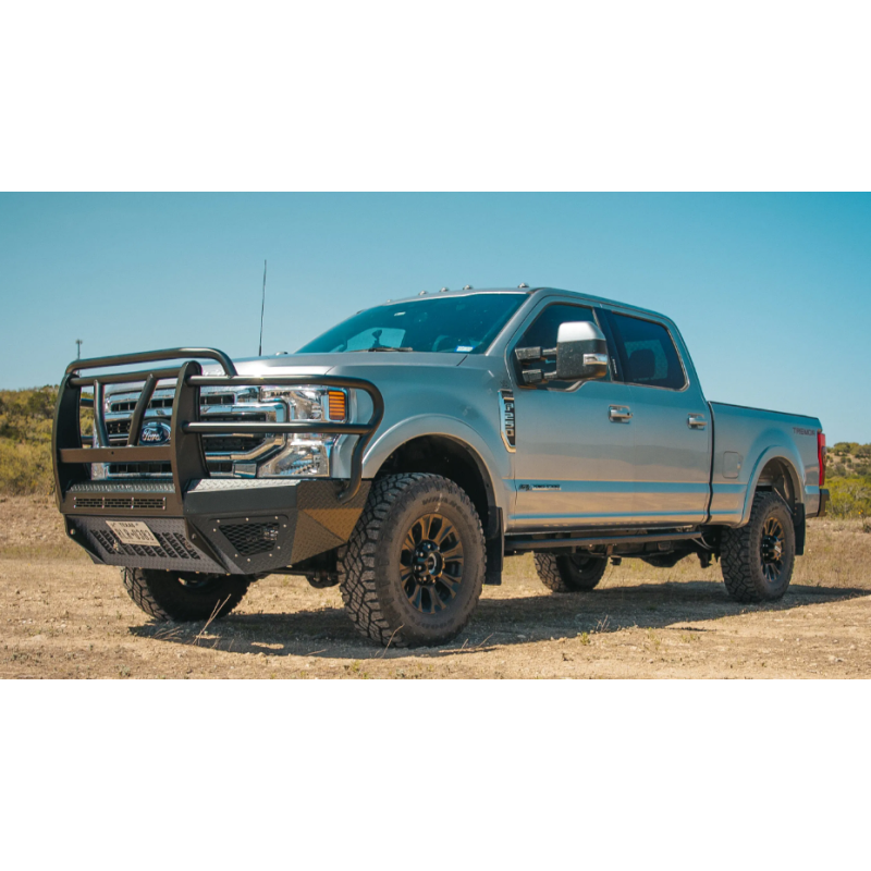 Bodyguard T2 Front Extreme 2017-2022 Ford F250/F350 No Sensors Cutouts Factory Fog Cutouts Winch Mount Skid Plate W/O Mesh Grille No Camera Harness Bare Metal Model EEF17BNWBNN
