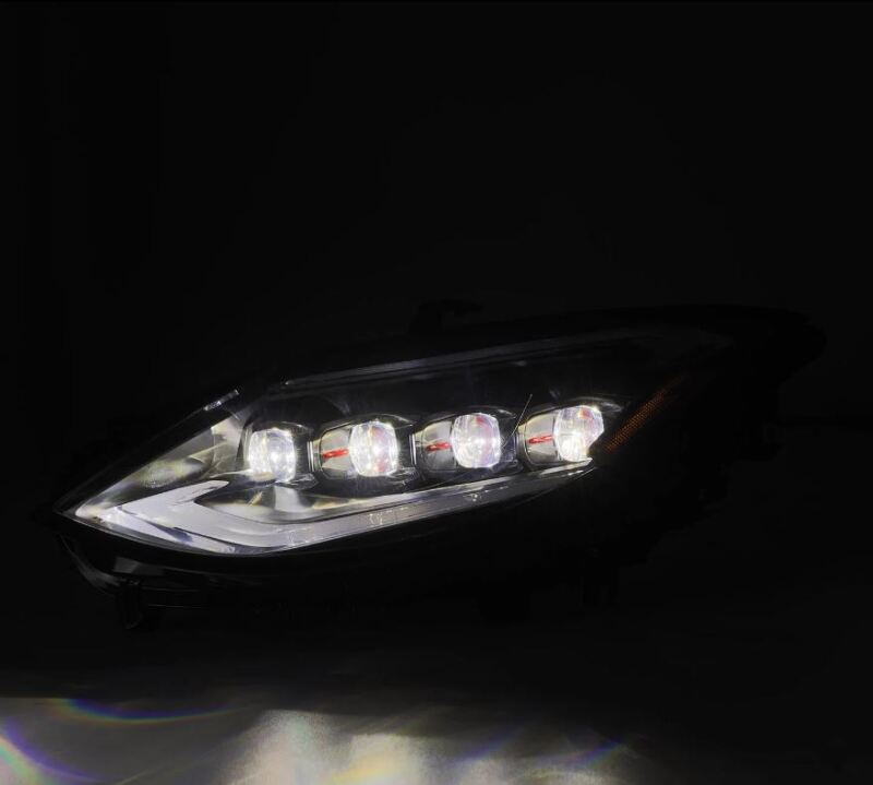 AlphaRex NOVA-Series LED projector headlights for 2023-2024 Nissan Z in black with activation light and sequential signals.