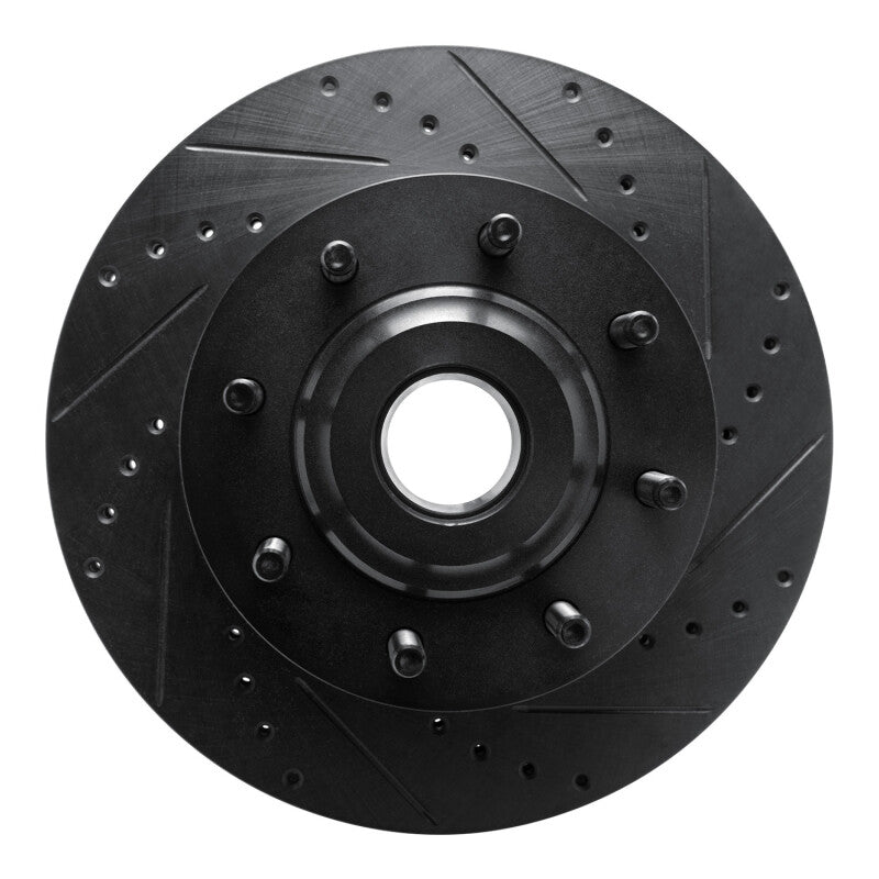 R1 05-07 Ford F-350 Super Duty 2WD Front Right Drilled & Slotted Black Brake Rotor