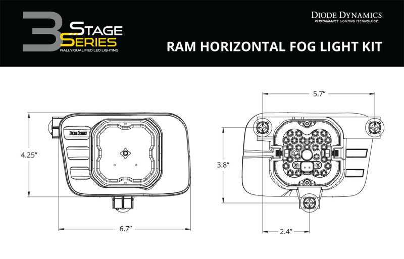 Diode Dynamics SS3 Max Type Ram Horiz Kit ABL - White SAE Fog