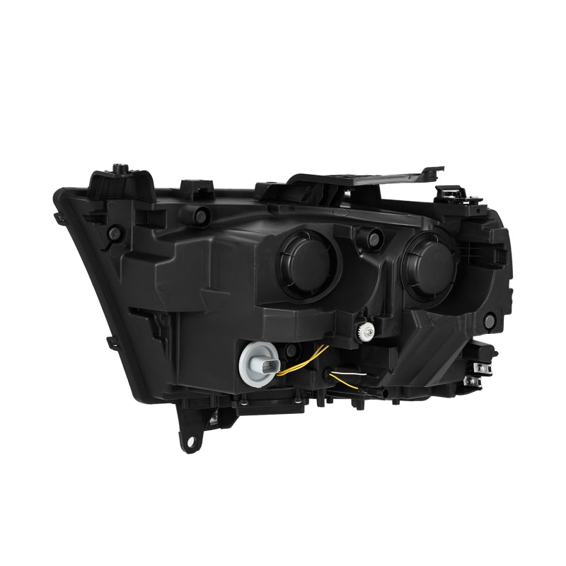 AlphaRex LUXX LED projector headlights for 2019-2022 Dodge Ram 1500 in black with sequential activation and DRL.