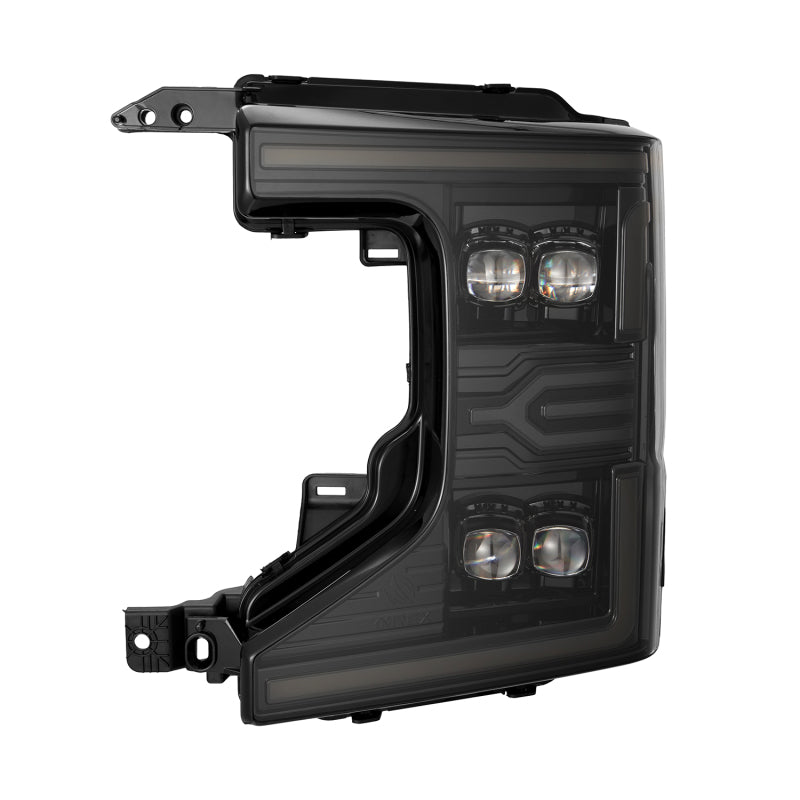 AlphaRex NOVA-Series LED projector headlights for 20-22 Ford F-250/350/450 SD in black with accent lights and daytime running lights.