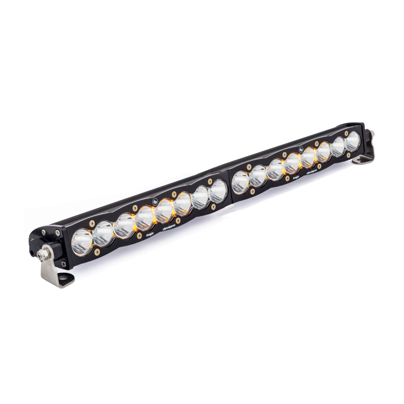 Baja Designs S8 Series 20-inch LED light bar with a single straight spot pattern, featuring multiple high-intensity LEDs.