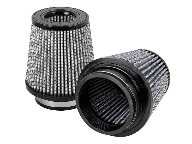 afe Magnum FORCE Intake Replacement Air Filter featuring a tapered design with a black rubber base and pleated filter media.