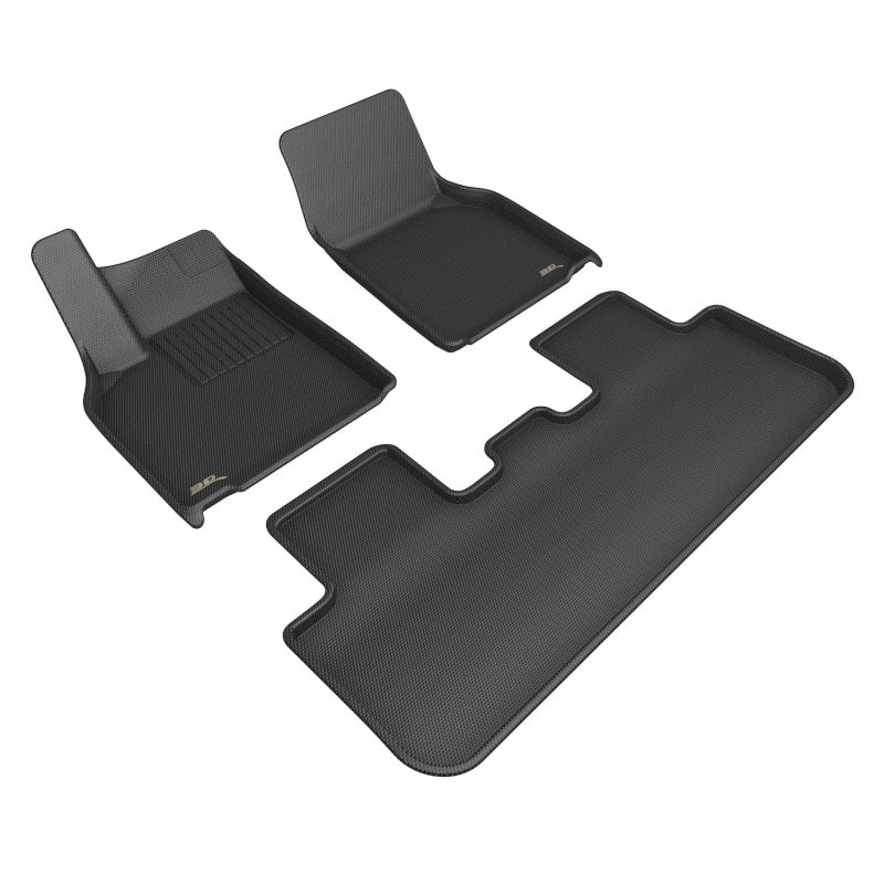 3D MAXpider black floormats for 2026 Tesla Model Y, including front and rear row mats, designed for optimal protection and fit.