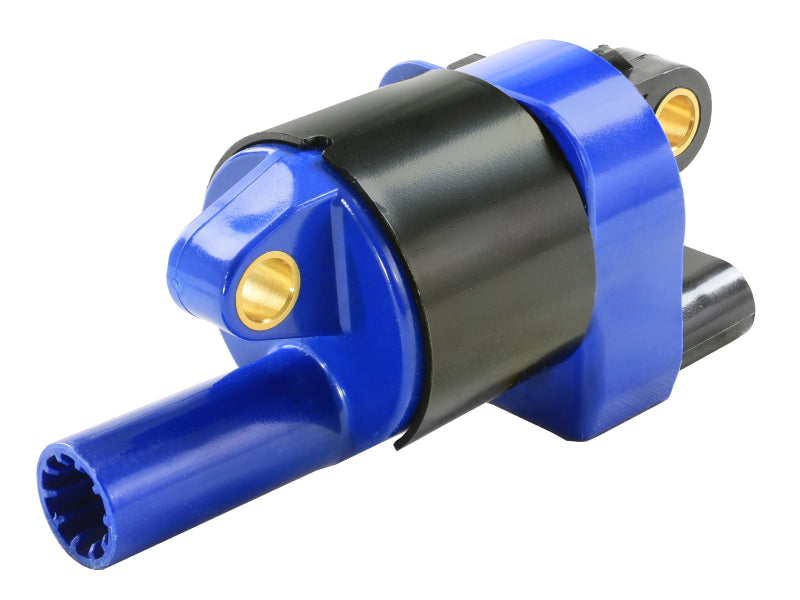 afe SCORCHER ignition coil for GM V8 cars, trucks, and SUVs from 2005 to 2020, featuring a blue and black design.