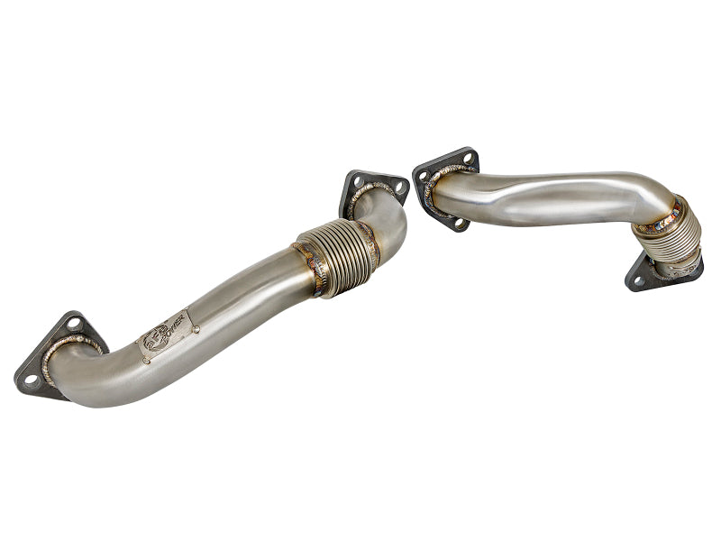 Afe Twisted Steel Up-Pipe for GM Diesel Trucks 01-04 V8-6.6L LB7, featuring durable stainless steel construction and precision welds.