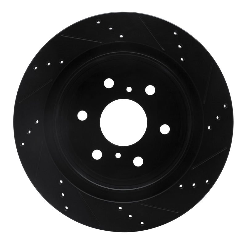 R1 07-20 Cadillac Escalade Rear Left Drilled & Slotted Black Brake Rotor