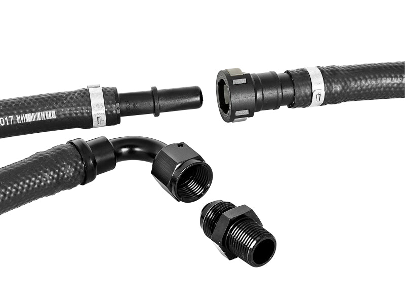 afe DFS780 lift pump components for 2008-2010 Ford diesel trucks, including hoses and fittings for enhanced fuel delivery.