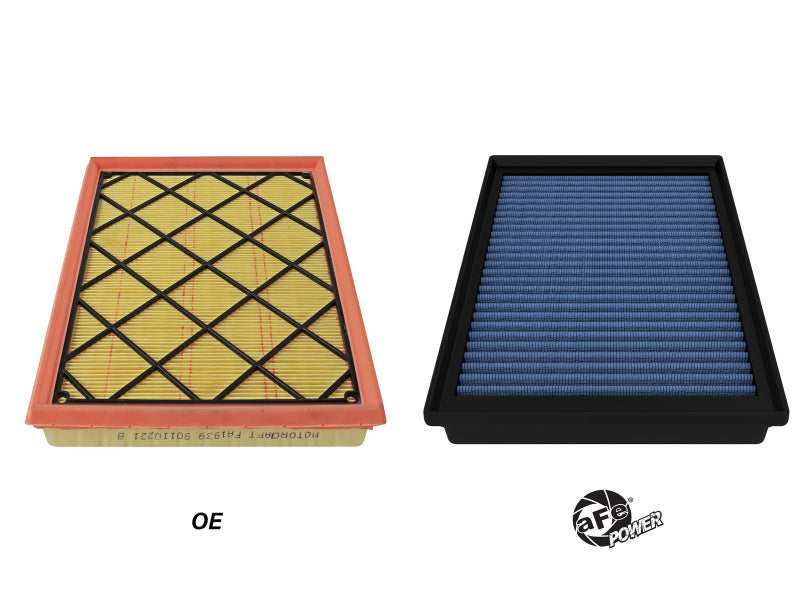 afe Magnum FLOW OE Replacement Air Filter for Ford Bronco Sport 21-24 L4-2.0L, showcasing two filter designs side by side.