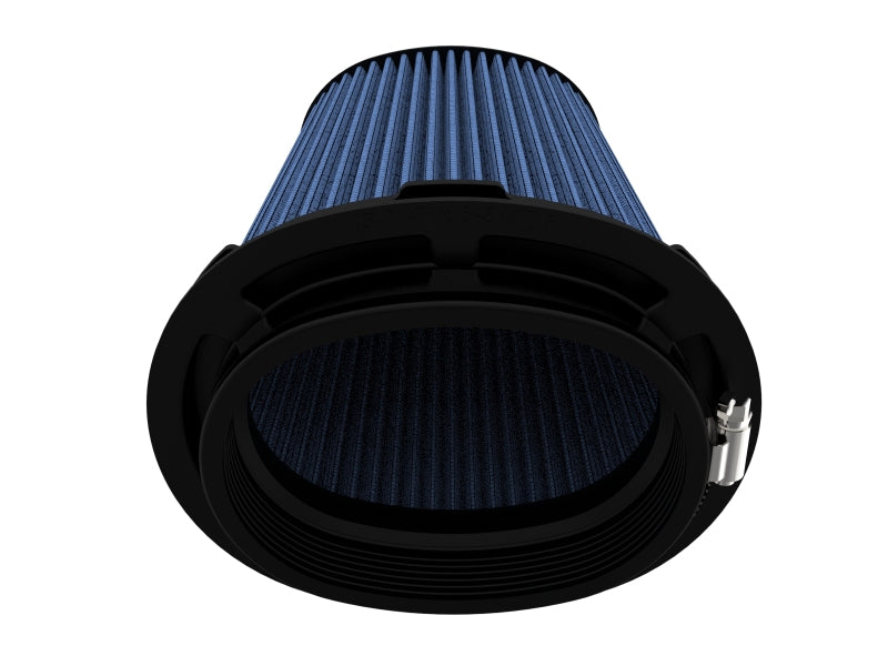afe Momentum replacement air filter featuring a cylindrical design with blue pleated material, optimized for airflow.