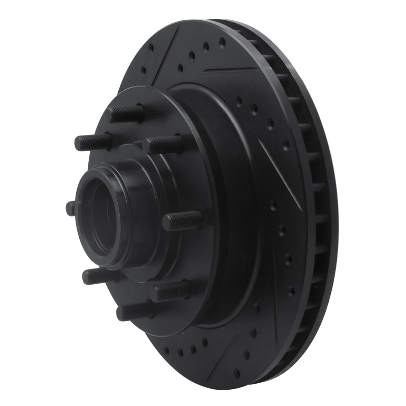 R1 92-02 Chevrolet G30 Front Left Drilled & Slotted Black Brake Rotor