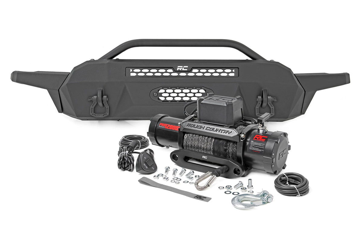 Front Bumper High Clearance 12000-Lb Pro Series Winch Synthetic Rope Toyota Tacoma 4WD (16-23) Rough Country