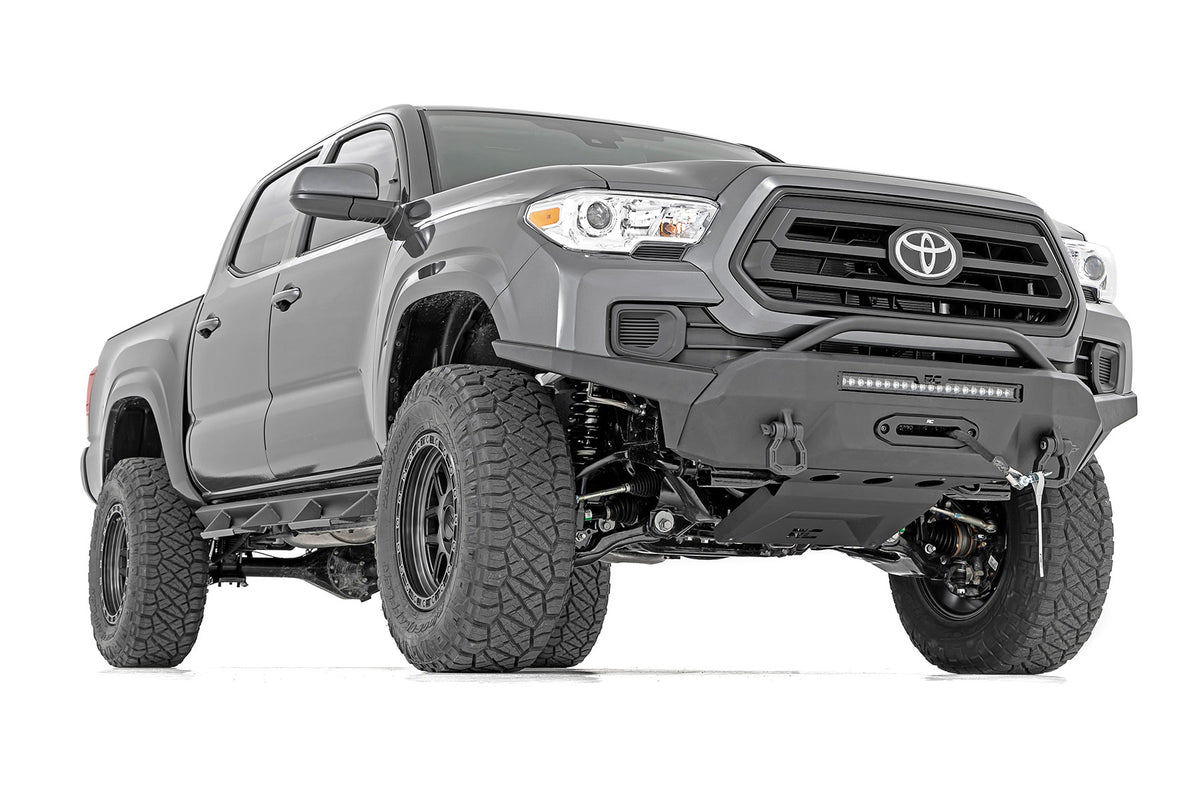 Front Bumper Hybrid 20 Inch Black LED 12000-Lb Winch Syn Toyota Tacoma (16-23) Rough Country