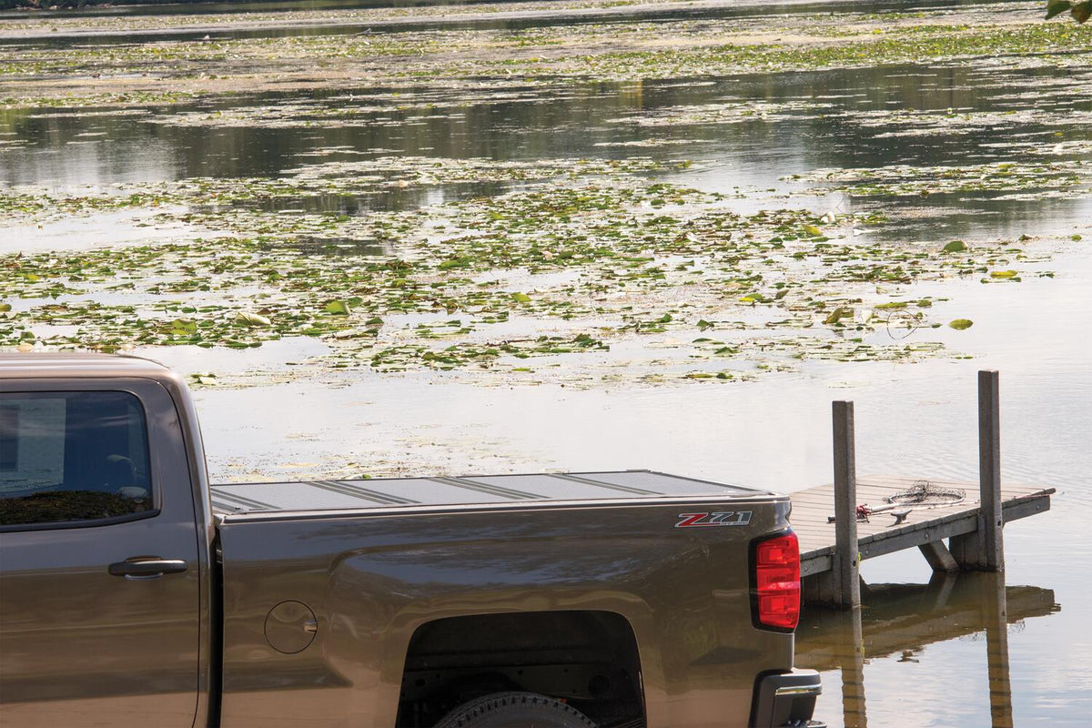 BAKFlip FiberMax Hard Folding Truck Bed Cover Rails Mounted Low Enough To Use Standard C Clamps 1988-2013 C/K Pickup/Silverado/Sierra 1500/1988-2014 2500 HD/3500 HD 6 Foot 6 Inch Bed BAK