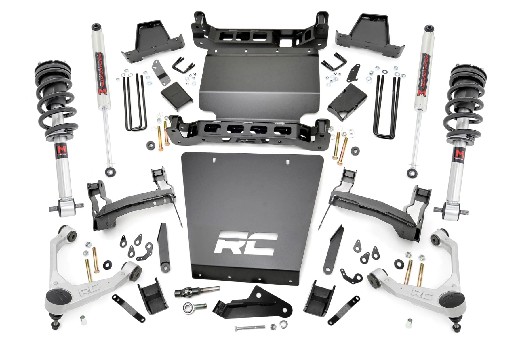 7 Inch Stamped Steel LCA Lift Kit Forged UCA Bracket M1 Struts/M1 Silverado/Sierra 1500 (16-18) Rough Country