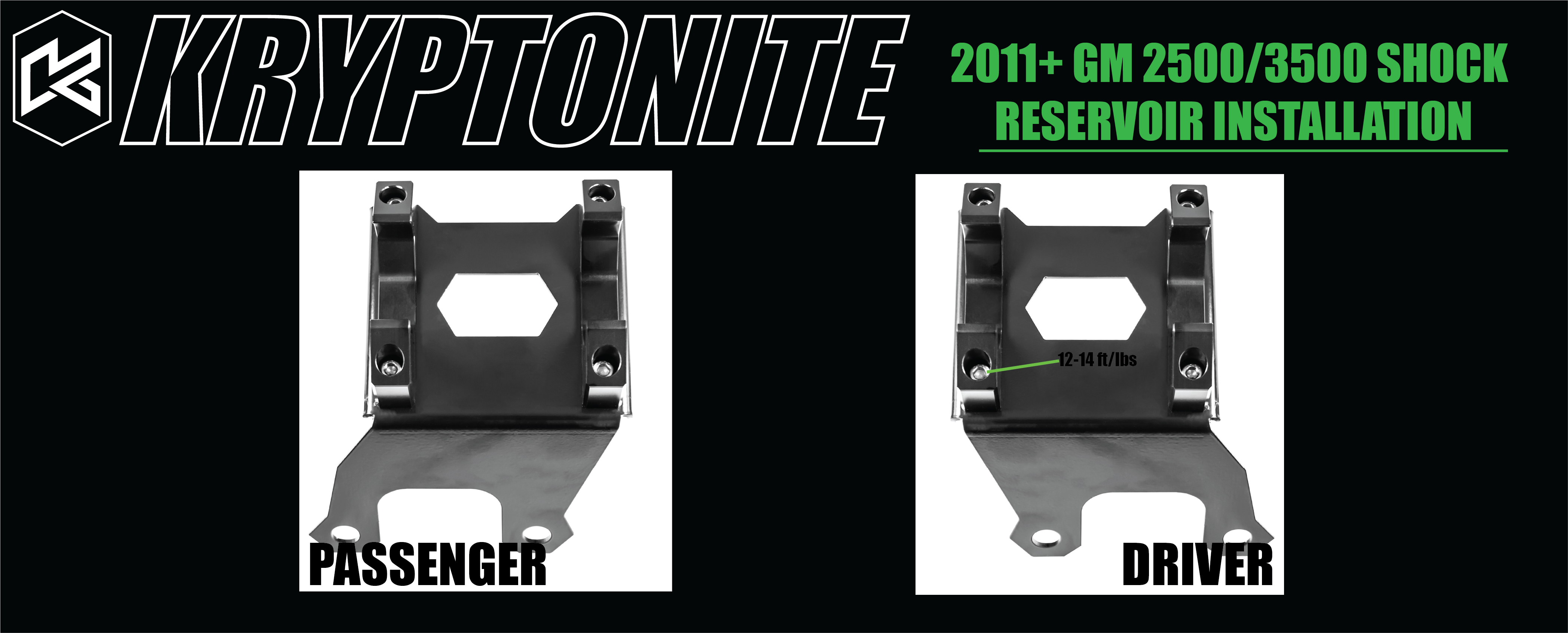 Kryptonite Death Grip Front Shock Reservoir Mount Kit for 2011+ Chevy/GMC 2500HD/3500