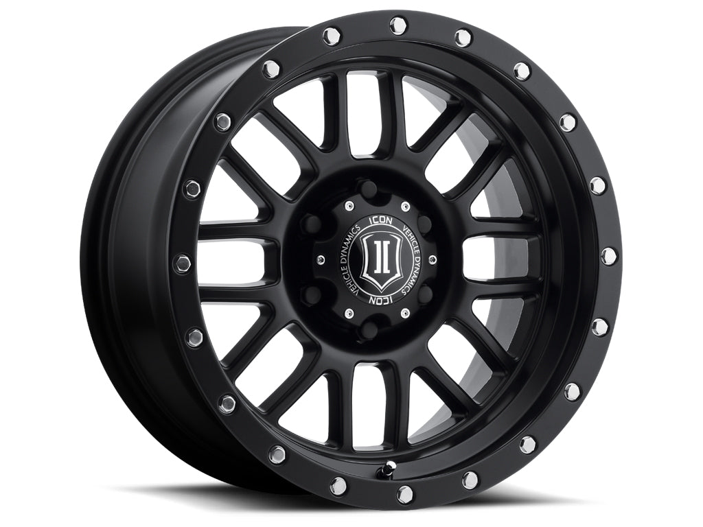 Alpha 17 X 8.5 / 5 X 5 / 0MM / 4.75 Inch Back Space Satin Black, ICON Alloys