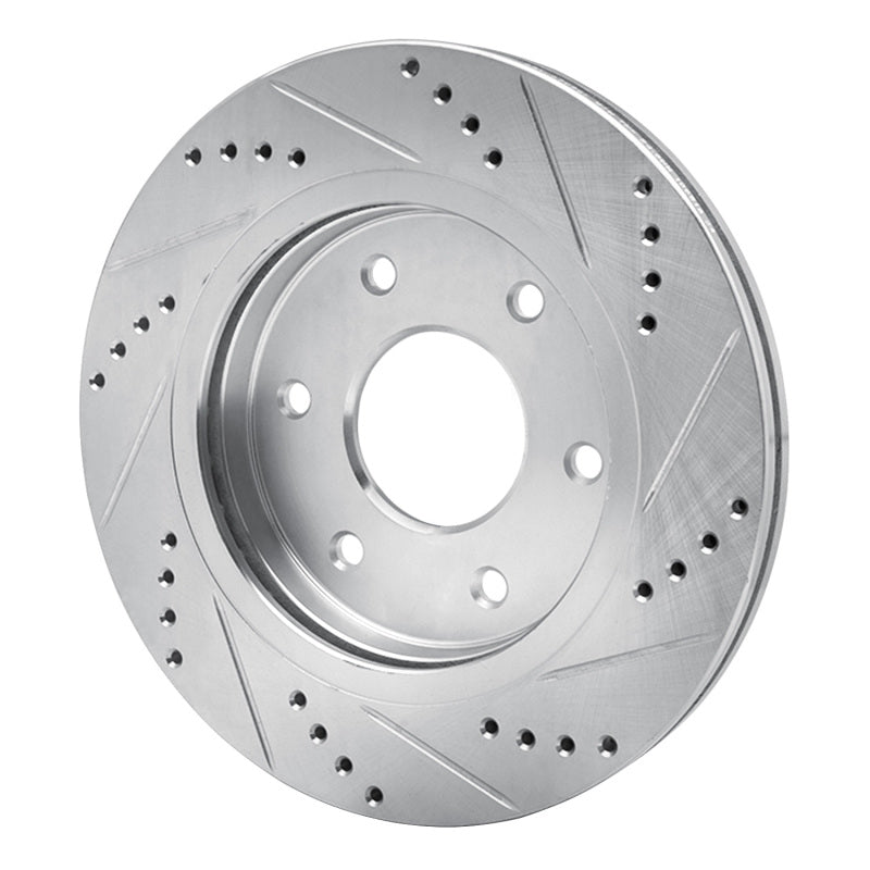 R1 05-07 Infiniti QX56 Front Left Drilled & Slotted Silver Brake Rotor