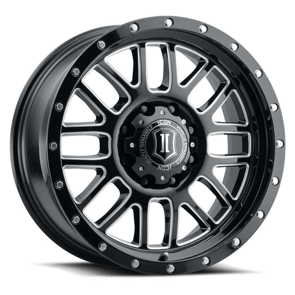 Alpha 20 X 9 / 6 X 135 / 16MM / 5.625 Inch Back Space Gloss Black W/ Milled Windows, ICON Alloys