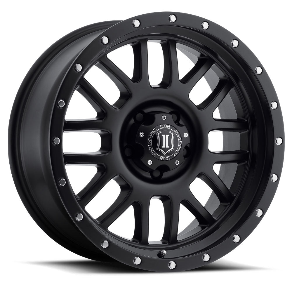 Alpha 20 X 9 / 6 X 135 / 16MM / 5.625 Inch Back Space Satin Black, ICON Alloys