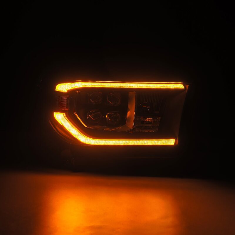 AlphaRex NOVA LED projector headlight for 07-13 Toyota Tundra and 08-17 Sequoia with active light sequence and DRL.