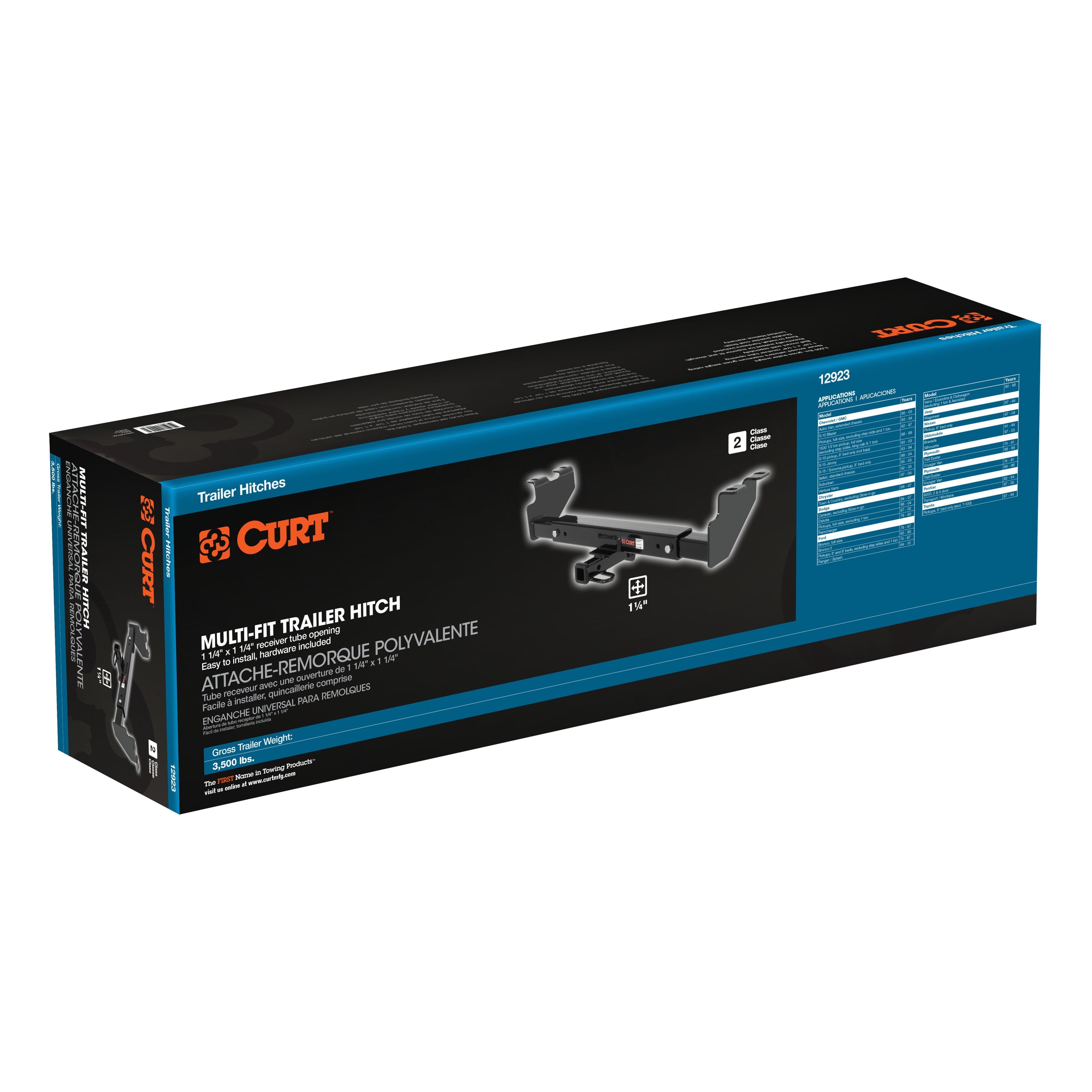 CURT Multi-Fit Class 2 Adjustable Hitch, 6-3/4-Inch Drop, 2-Inch Receiver, 3,500 lbs. Model 12923