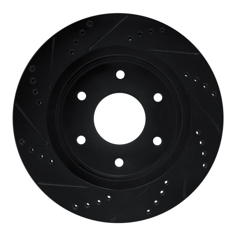 R1 05-07 Infiniti QX56 Front Right Drilled & Slotted Black Brake Rotor