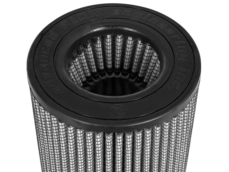 aFe Momentum replacement air filter featuring a cylindrical design with a black rubber base and mesh filtration material.