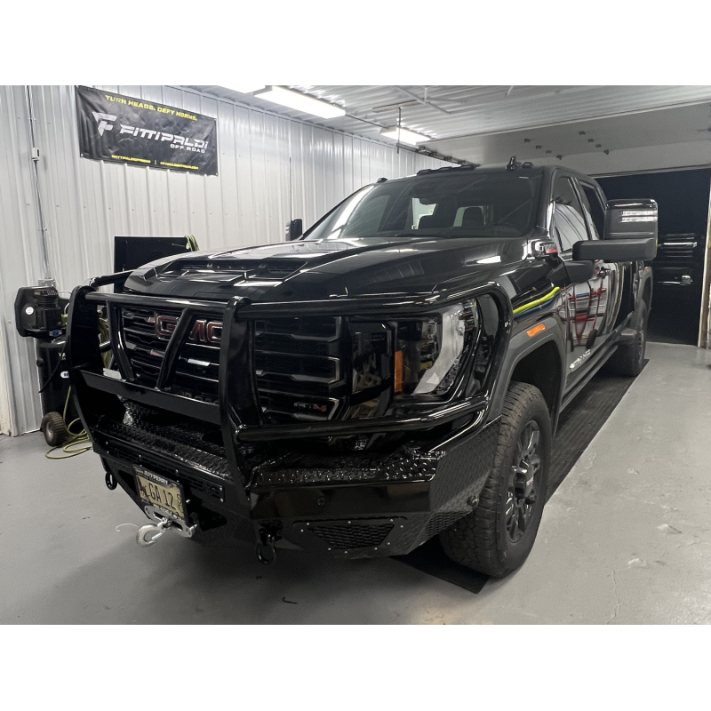 Bodyguard T2 Front Extreme - Sensor Cutouts Factory Fog Cutouts Receiver Hitch W/O Mesh Grille With Camera Harness Bare Metal Model EEG24BYHBNH