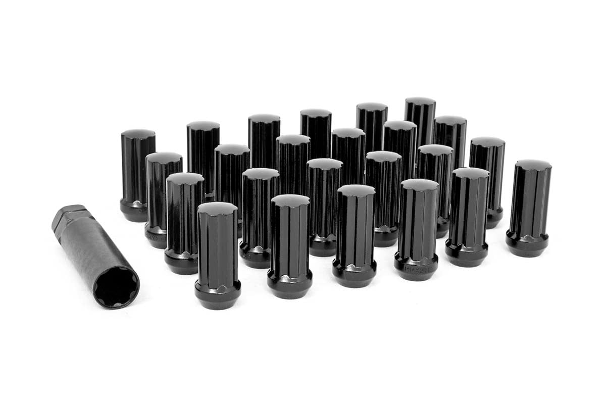 M14 x 1.5 Lug Nut Set of 24 Black Bulge Acorn Rough Country