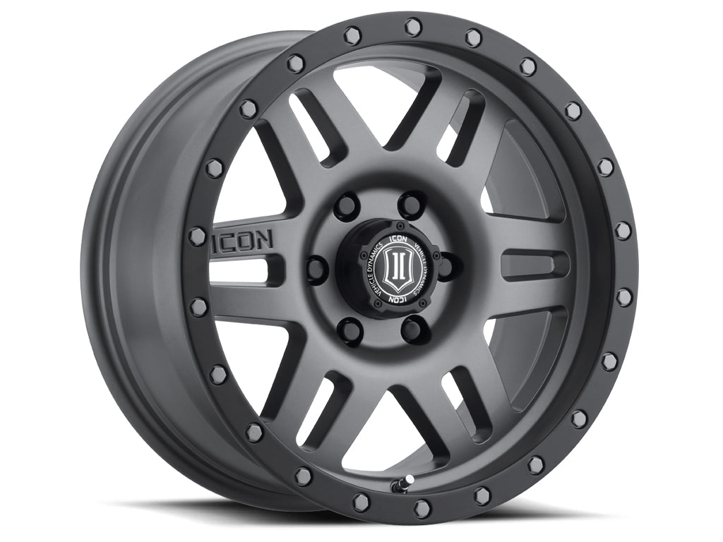 Six Speed 17 X 8.5 / 6 X 5.5 / 0MM / 4.75 Inch Back Space Titanium, ICON Alloys