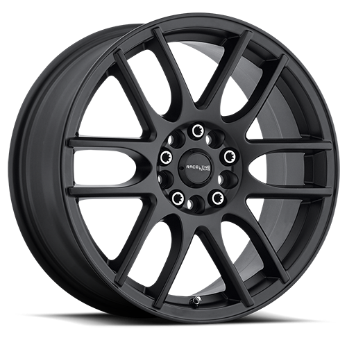 Aluminum Wheels 16x7 Mystique 141B Satin Black 40 Offset 4 on 100/4 on 108 Bolt Pattern 72.6 Bore Raceline