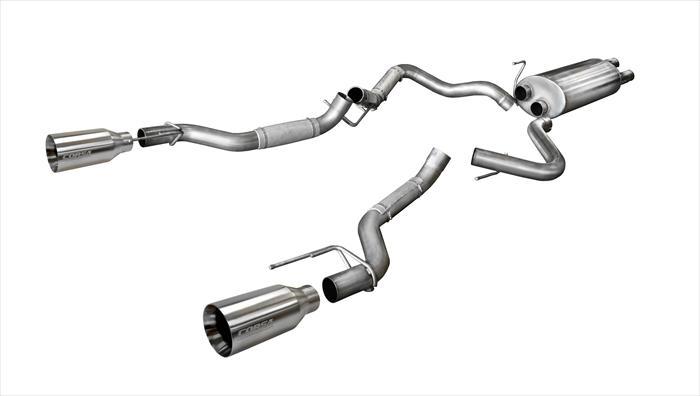 3.0 Inch Cat-Back Sport Dual Rear Exhaust 5 Inch Satin Polished Tips 17-Present Ford F150 Raptor EcoBoost 3.5L V6 Turbo SuperCab 133.0 Inch/SuperCrew 145 Inch Wheelbase Stainless Steel Corsa Performance