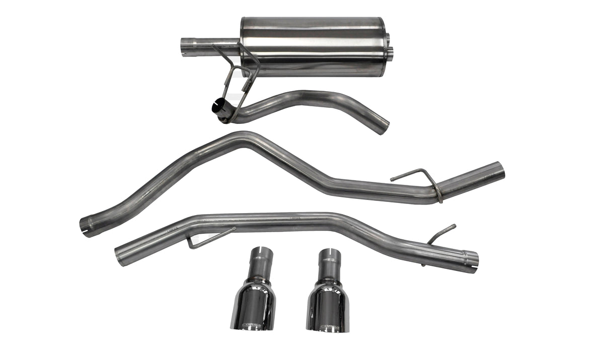 3.0 Inch Cat-Back Sport Dual Rear Exhaust 4.5 Inch Polished Tips 09-18 Dodge Ram/Rebel 4.7L/5.7L V8 140.5 Inch Wheelbase Stainless Steel Corsa Performance