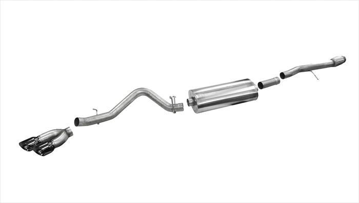 3.5 Inch Cat-Back Sport Single Side Exit Exhaust 4.5 Inch Black Tips 14-Present Silverado/Sierra 1500 Crew Cab/Double Cab/Standard/Short Bed 6.2L V8 153/143.5 Inch WB Stainless Steel Corsa Performance