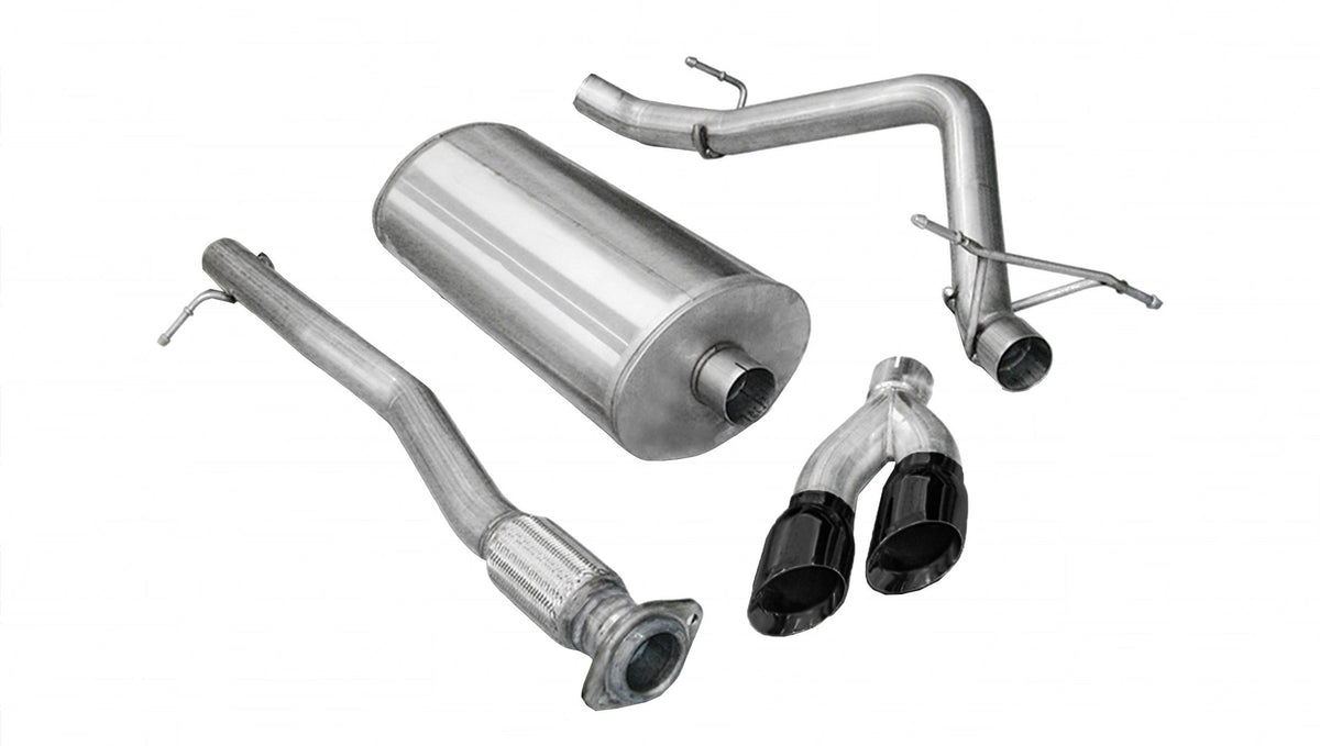3.0 Inch Cat-Back Sport Single Side Exit Exhaust 4.0 Inch Black Tips 09 Silverado/Sierra 1500 Ext Cab/Standard Bed/Crew Cab/Short Bed 4.8L/5.3L/6.0L V8 143.5 Inch WB Stainless Steel Corsa Performance