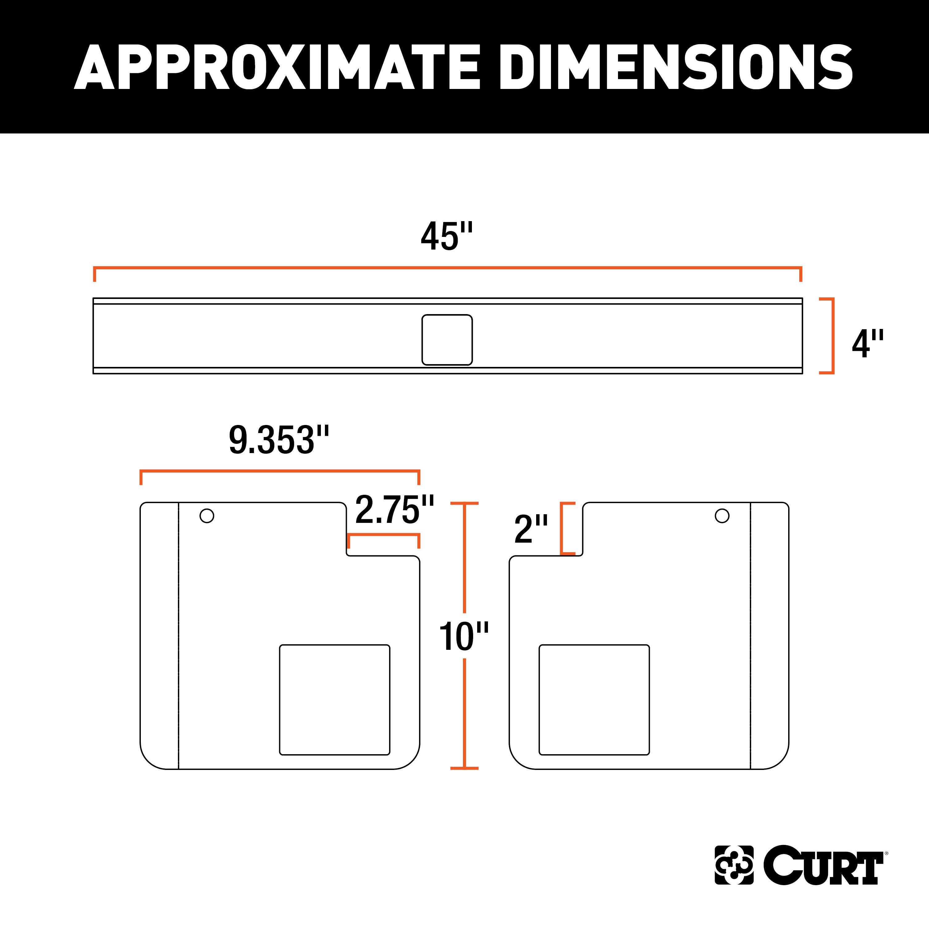 CURT Class 5 Weld-On Trailer Hitch, 2-Inch Receiver, 15,000 lbs. 3-1/8 in. Drop, Fits 18 to 43-Inch Wide Frame Model 15901
