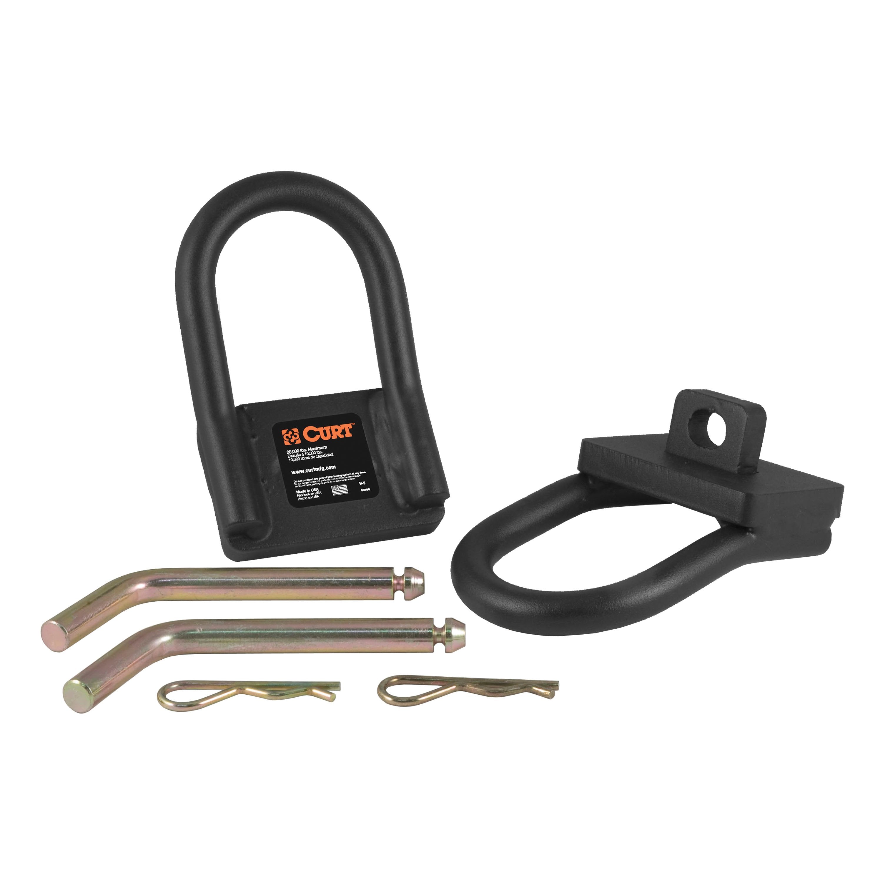 CURT 5th Wheel Trailer Hitch Safety Chain Anchors, Fits Industry-Standard Rails Model 16000