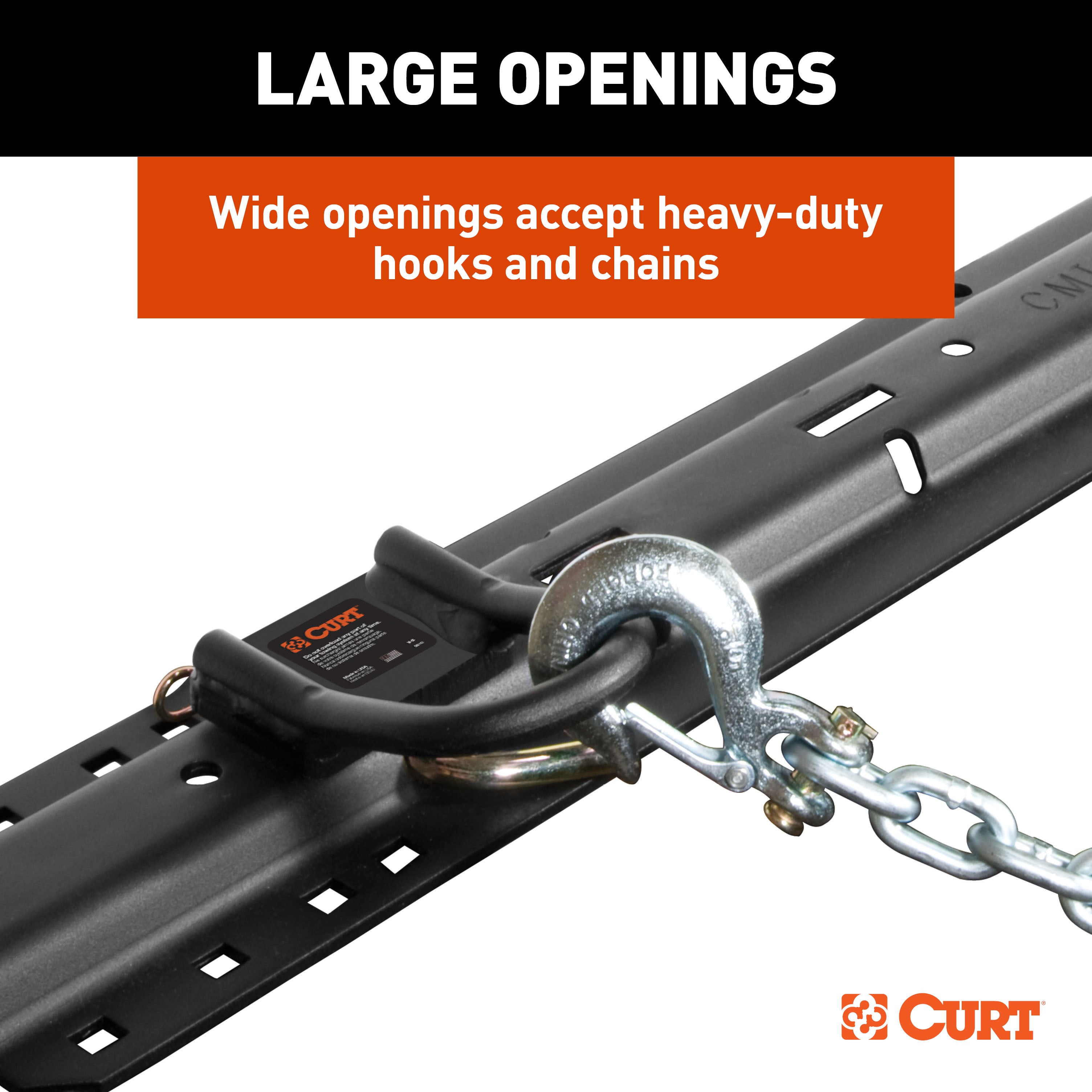 CURT 5th Wheel Trailer Hitch Safety Chain Anchors, Fits Industry-Standard Rails Model 16000