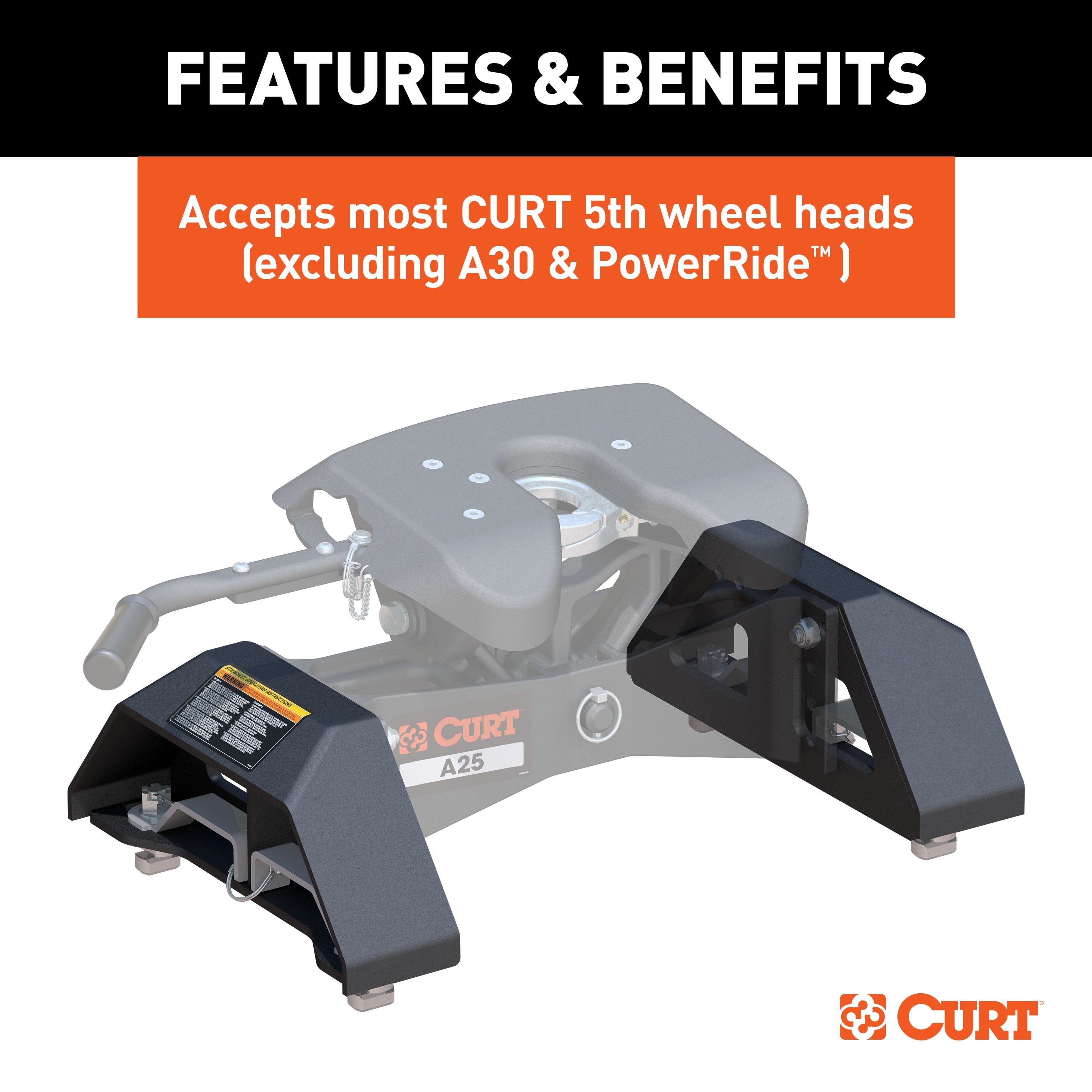 CURT Replacement Chevrolet Silverado, GMC Sierra 2500, 3500 HD Puck System 5th Wheel Legs, 25,000 lbs, Hitch Head Required Model 16029
