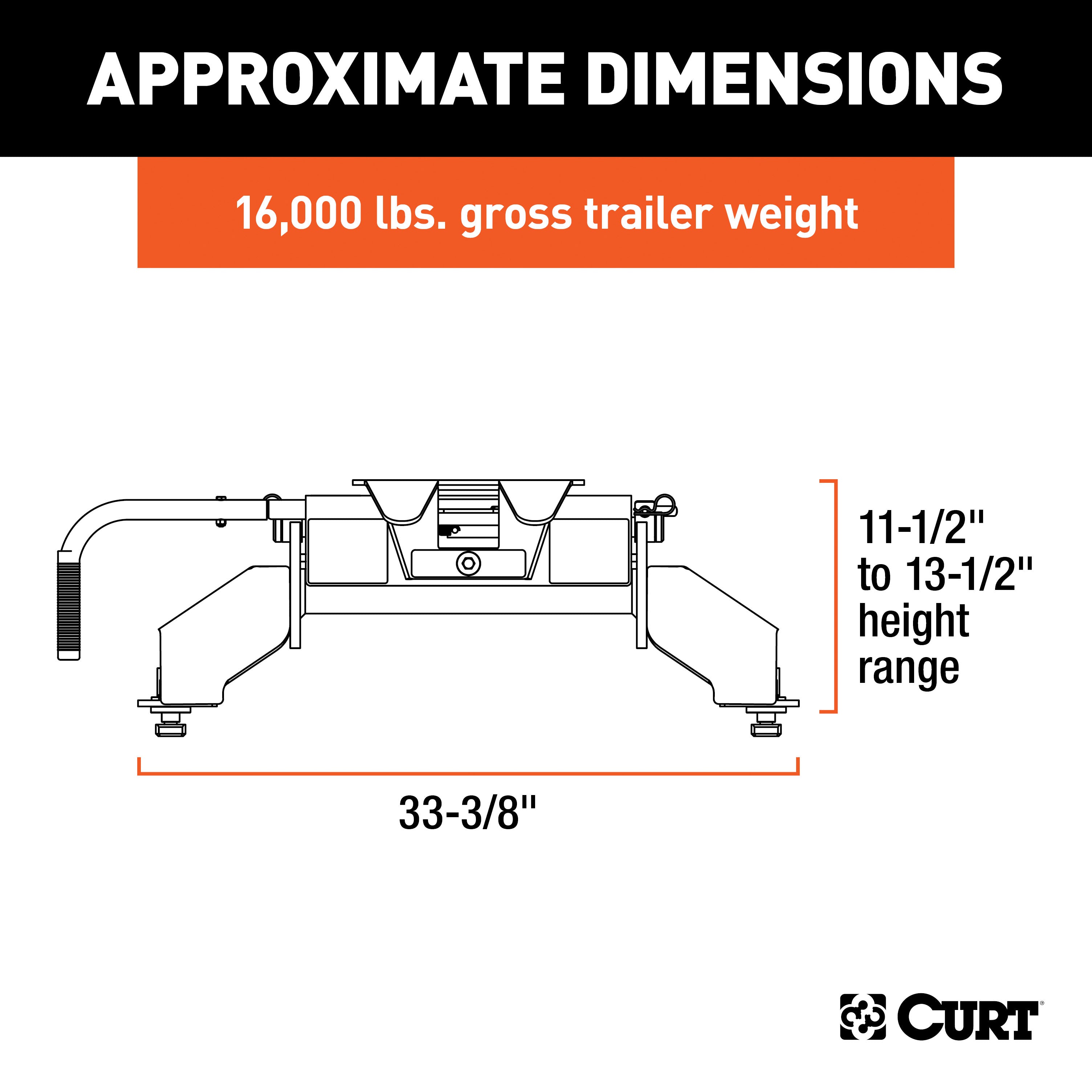 CURT E16 5th Wheel Hitch, 16,000 lbs, Select Ford F-250, F-350, F-450, 8-Foot Bed Puck System Model 16031