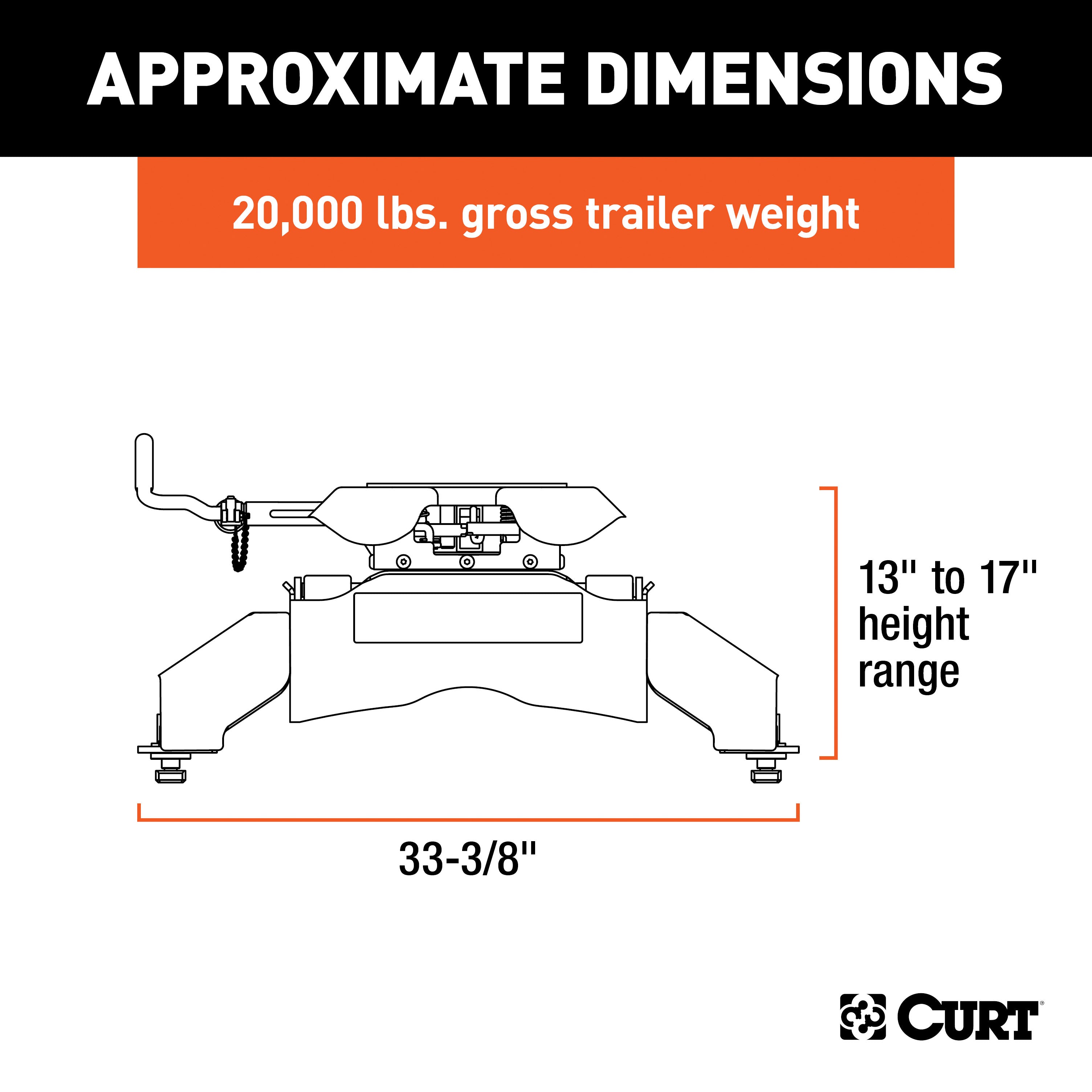 CURT Q20 5th Wheel Hitch, 20,000 lbs, Select Ford F-250, F-350, F-450, 8-Foot Bed Puck System Model 16035