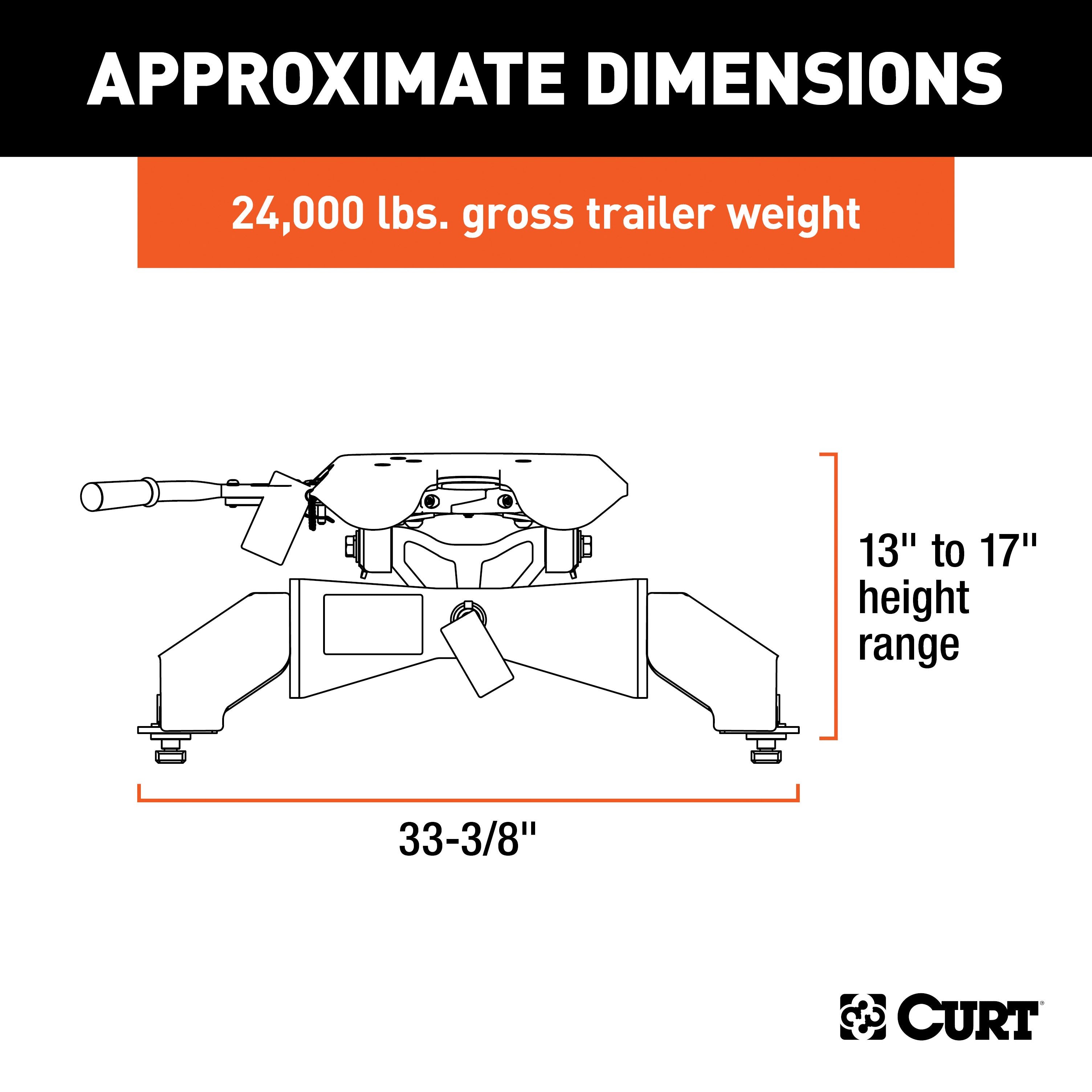 CURT A25 5th Wheel Hitch, 24,000 lbs, Select Ford F-250, F-350, F-450, 8-Foot Bed Puck System Model 16036