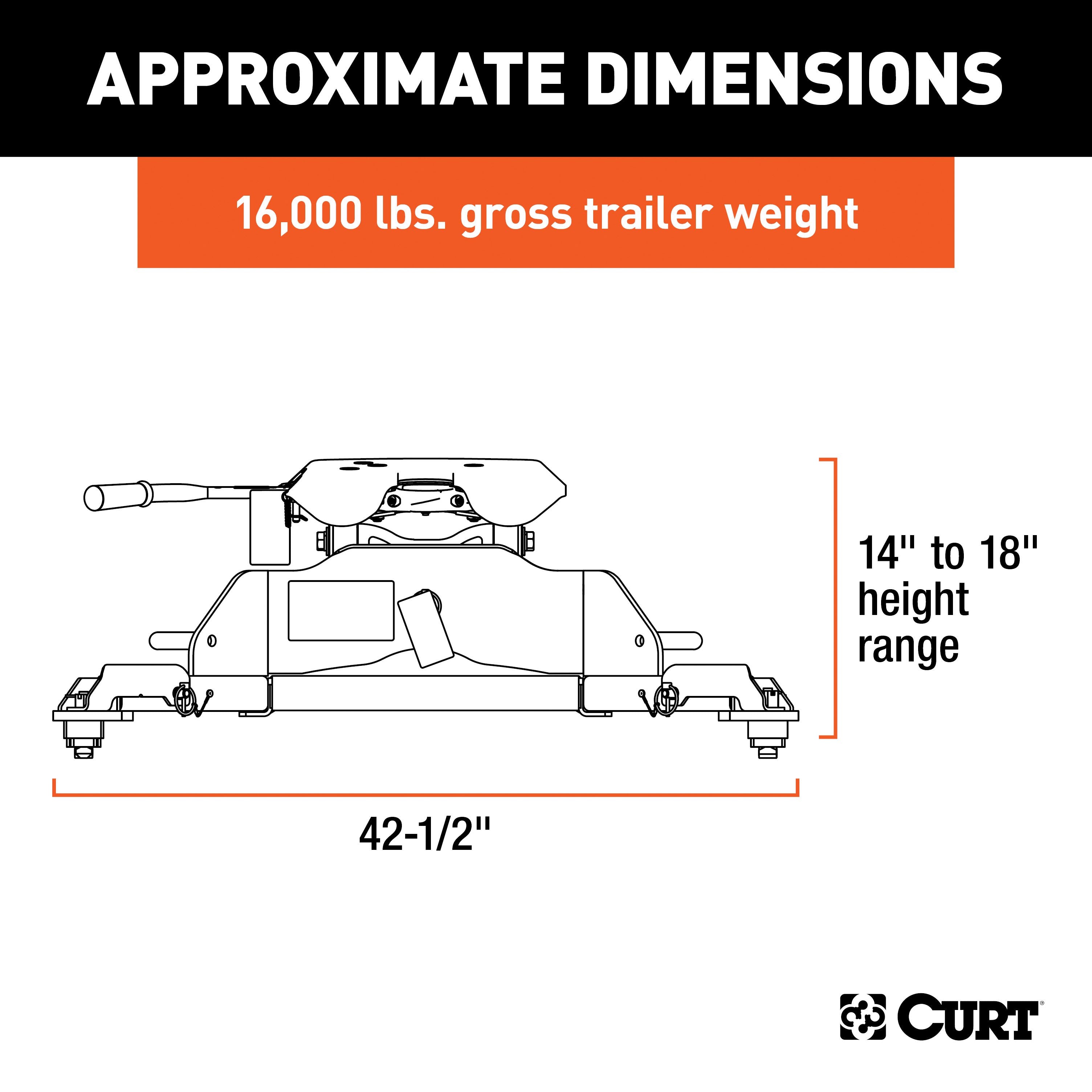 CURT A16 5th Wheel Hitch, 16,000 lbs, Select Ram 2500, 3500, 8-Foot Bed Puck System Model 16043