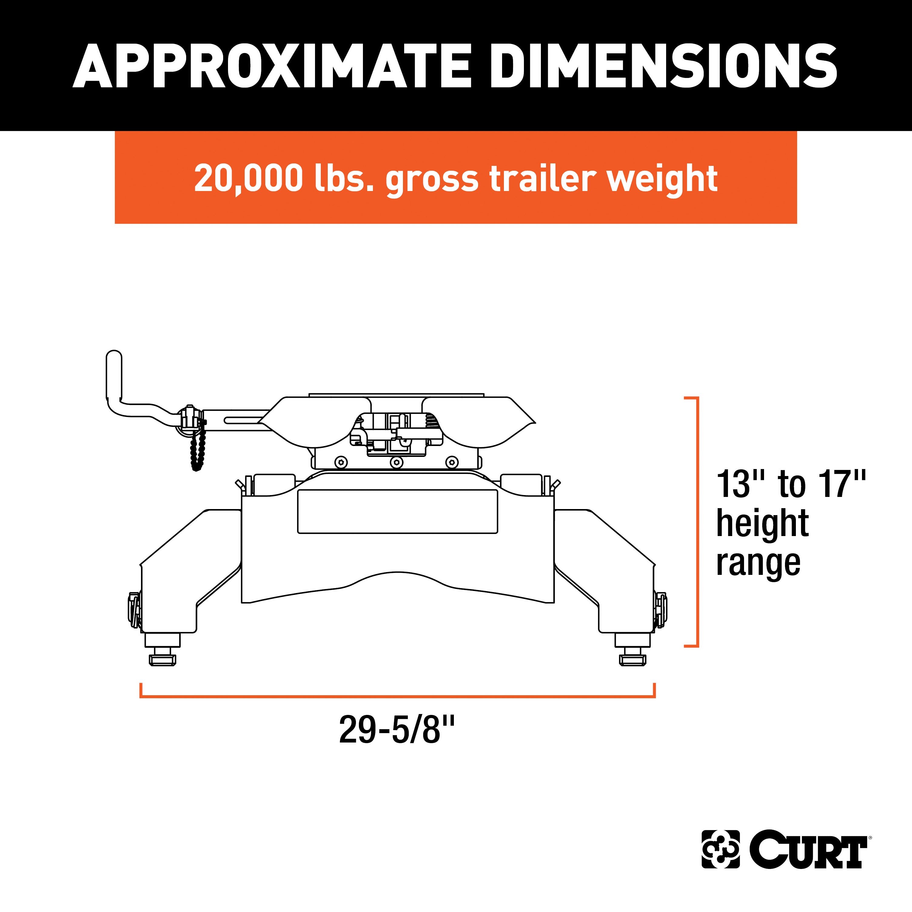 CURT Q20 5th Wheel Hitch, 20,000 lbs, Select Chevrolet Silverado, GMC Sierra 2500, 3500 HD, 8-Foot Bed Puck System Model 16065