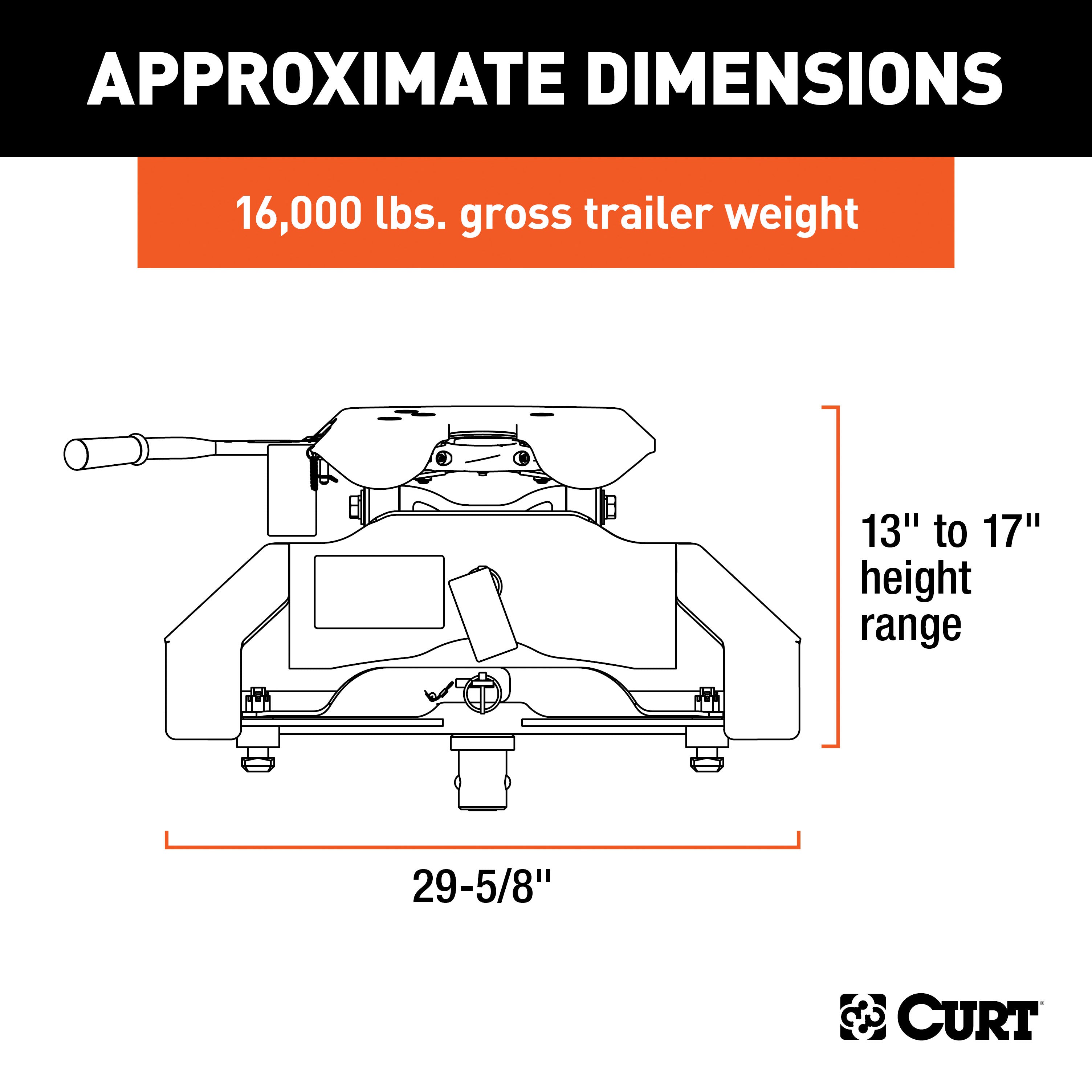 CURT A16 5th Wheel Hitch, 16,000 lbs, Select Nissan Titan XD, 8-Foot Bed Puck System Model 16073